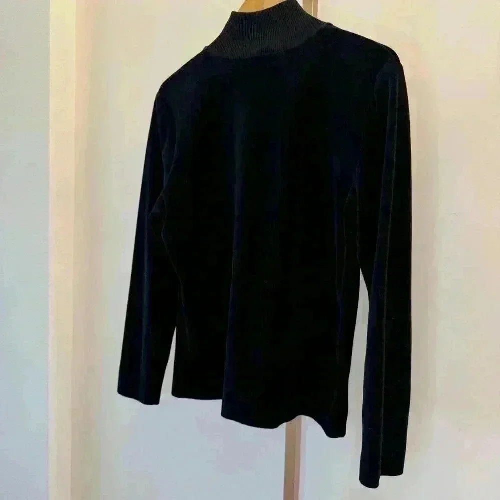 Lauren Ralph Lauren Women's Petite Velour Full Zip Jacket Black L - Picture 4 of 10